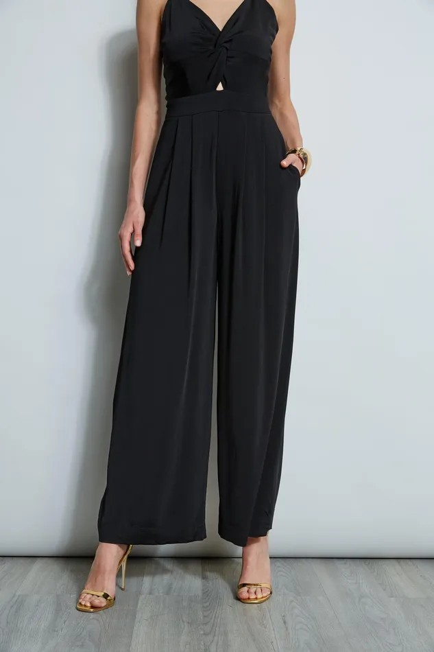 Sleeveless Dresses Women Elie Tahari Wide Leg Twist Jumpsuit NOIR