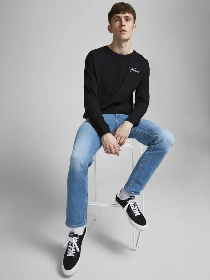 Slim and Straight Jeans JACK and JONES Mens TIM ORIGINAL AM 786 SLIMSTRAIGHT FIT JEANS Blue Blue Denim