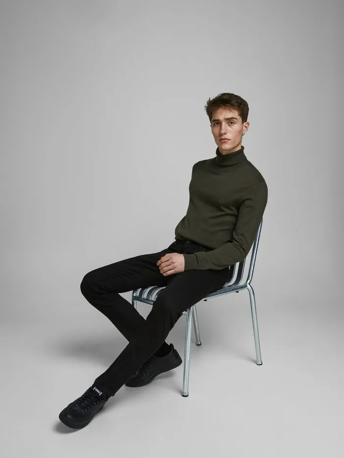 Slim Jeans JACK and JONES Mens GLENN FELIX AM 046 SLIM FIT JEANS Black Black Denim