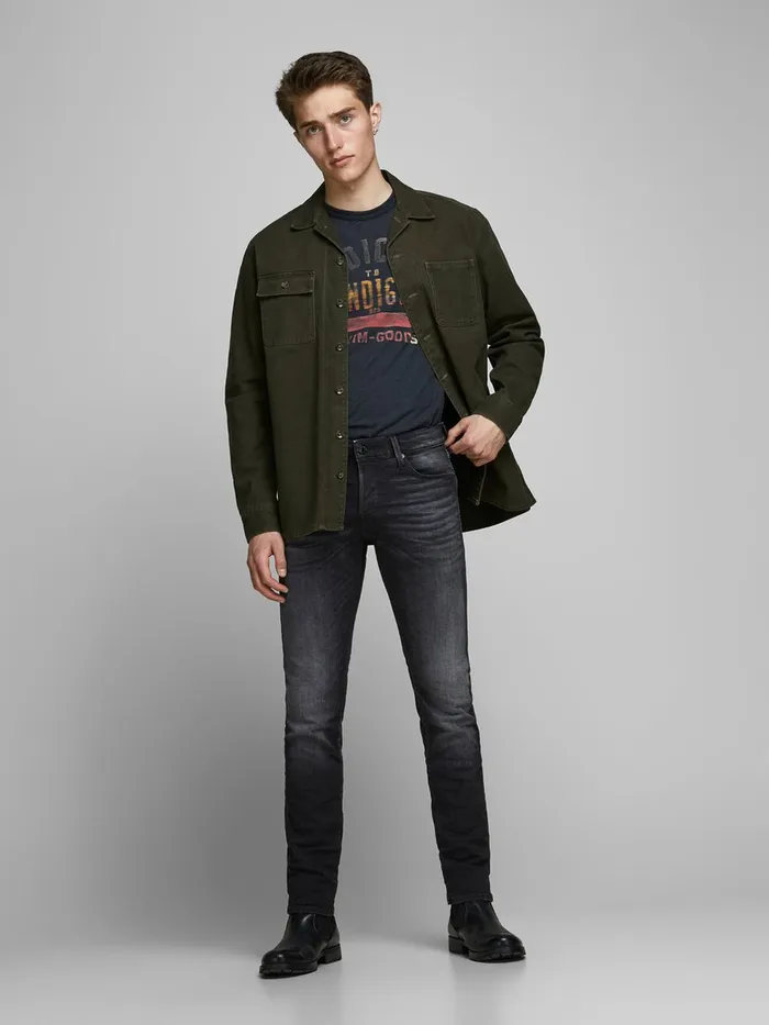 Slim Jeans JACK and JONES Mens GLENN ICON 557 50SPS SLIM FIT JEANS Blue Black Denim