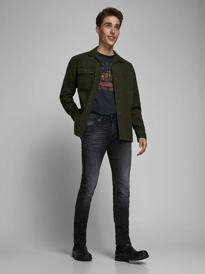 Slim Jeans JACK and JONES Mens GLENN ICON 557 50SPS SLIM FIT JEANS Blue Black Denim