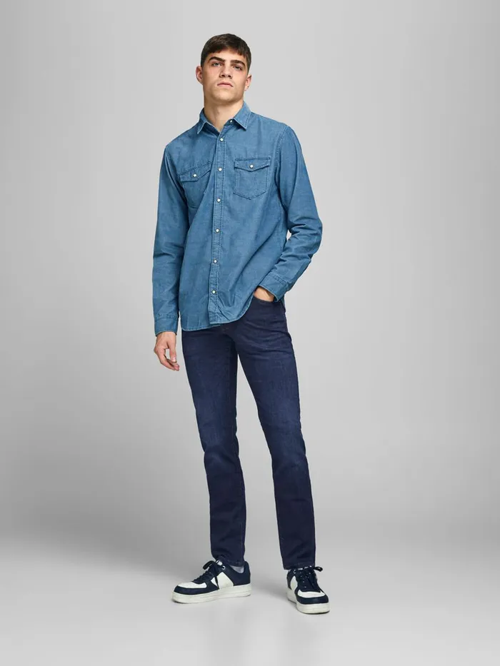 Slim Jeans JACK and JONES Mens GLENN ICON JJ 757 SLIM FIT JEANS Blue Blue Denim