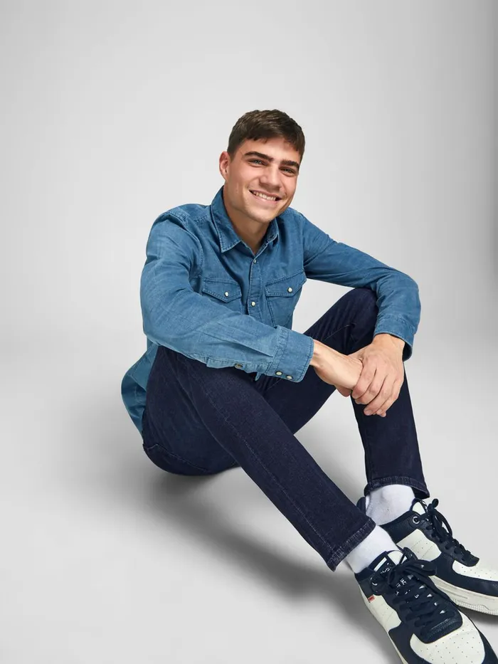 Slim Jeans JACK and JONES Mens GLENN ICON JJ 757 SLIM FIT JEANS Blue Blue Denim