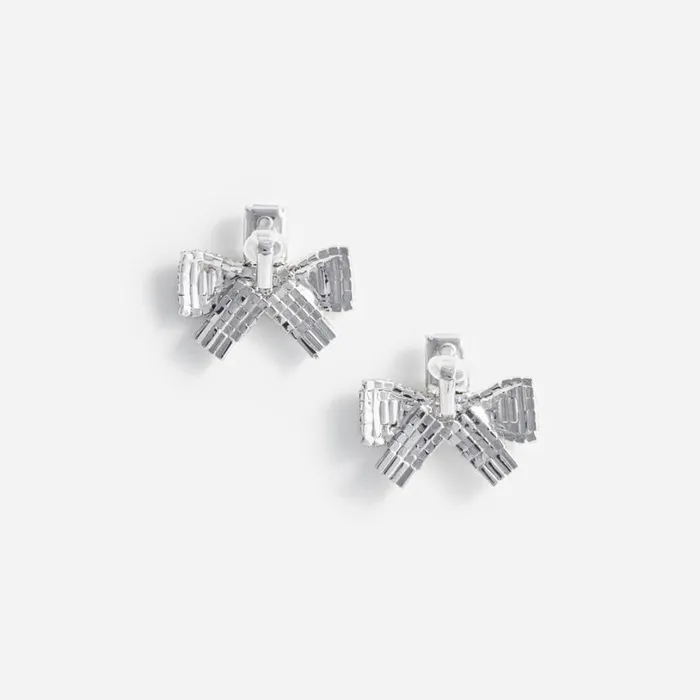 Small Crystal Bow Earrings Women Self Portrait Jewellery Small Crystal Bow Earrings Women Self Portrait Jewellery