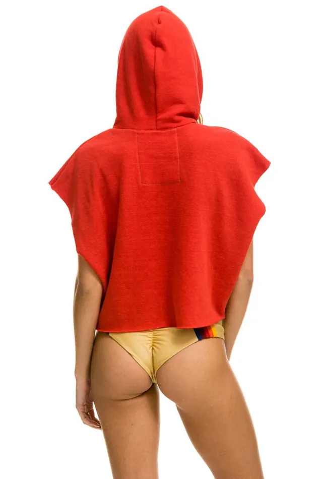 Smiley Sunset Sleeveless Relaxed Cropped Pullover Hoodie 8211 Red Women Aviator Nation Hoodies