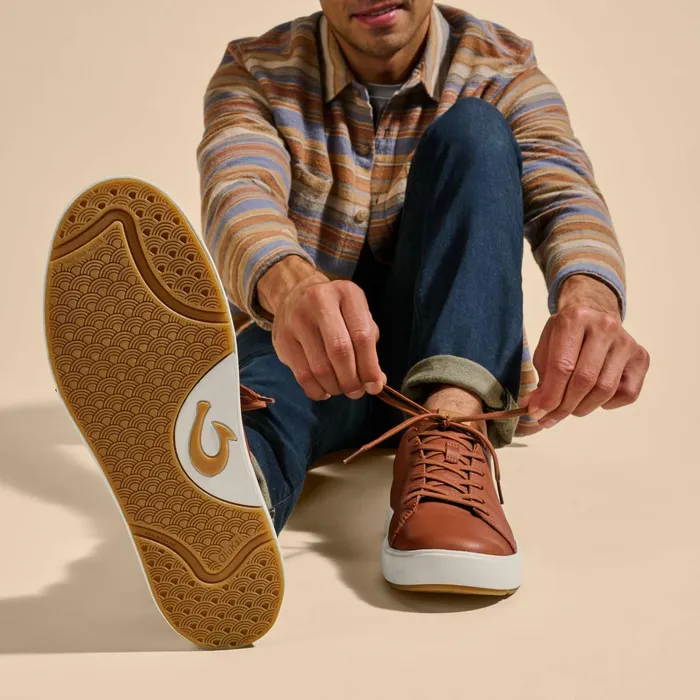 Sneakers Men Olukai Laeahi L Ili Leather Sneakers 8211 Kukui Brown