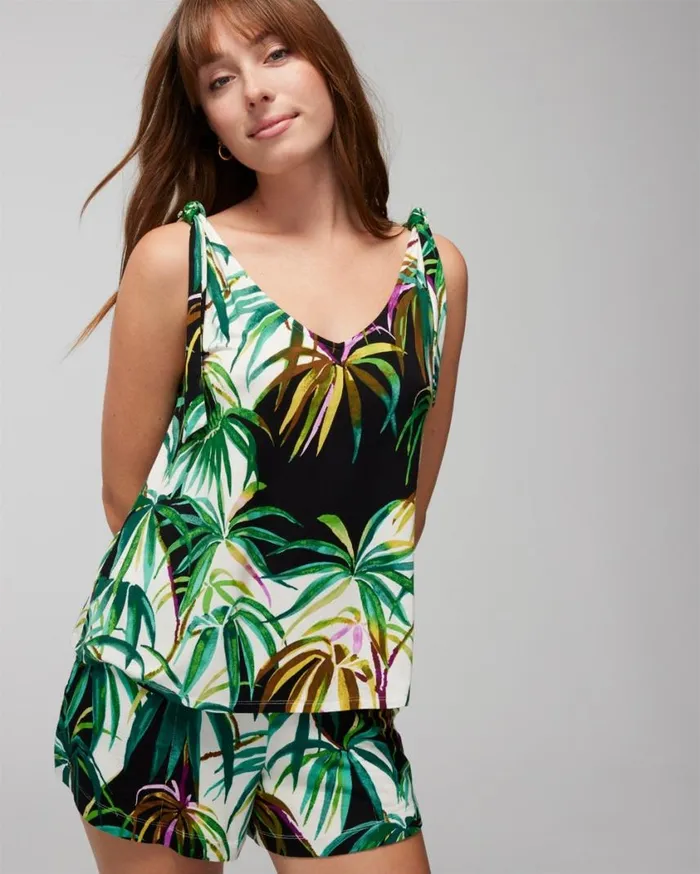 Soma Cool Nights TieShoulder Tank Bungalow Palms Ivory Women Matching Sets and Separates Soma Cool Nights TieShoulder Tank Bungalow Palms Ivory Women Matching Sets and Separates
