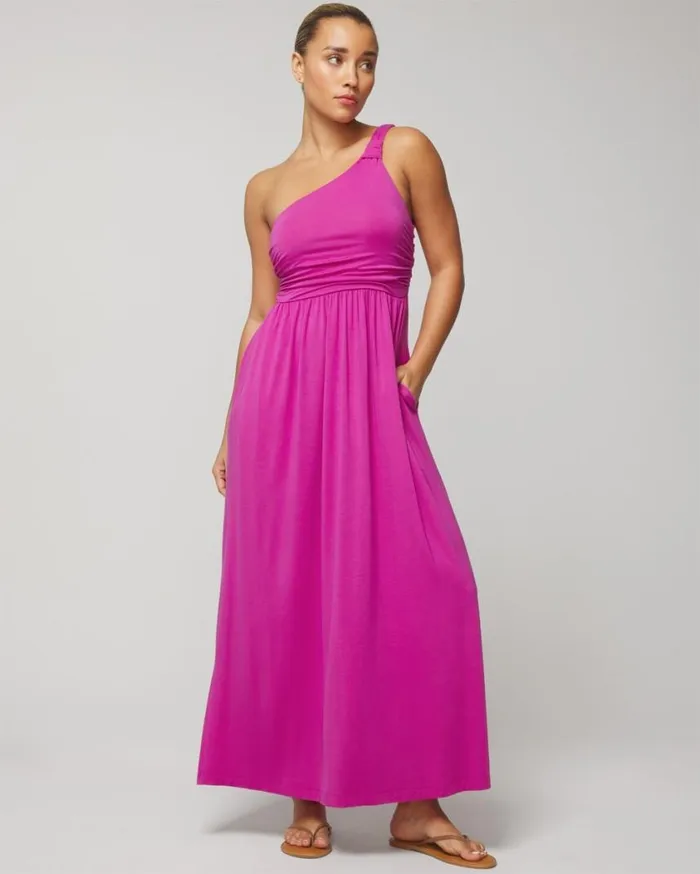 Soma Soft Jersey OneShoulder Knot Maxi Bra Dress Wild Berry Women Long Dresses Soma Soft Jersey OneShoulder Knot Maxi Bra Dress Wild Berry Women Long Dresses