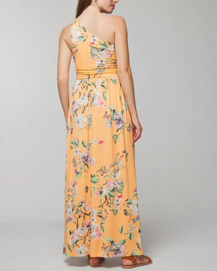 Soma Soft Jersey OneShoulder Knot Maxi Bra Dress Wild Berry Women Long Dresses