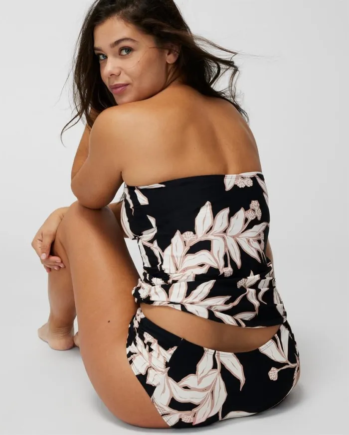 Soma Soma Swim Ruched Bikini Bottoms Leaf It Be Black Mini Women Swim