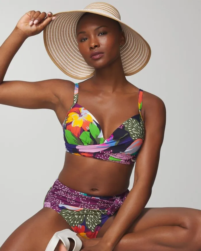 Soma Soma Swim Twist Bikini Top Painted In Paradise Navy Women Swim