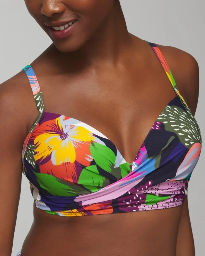 Soma Soma Swim Twist Bikini Top Painted In Paradise Navy Women Swim