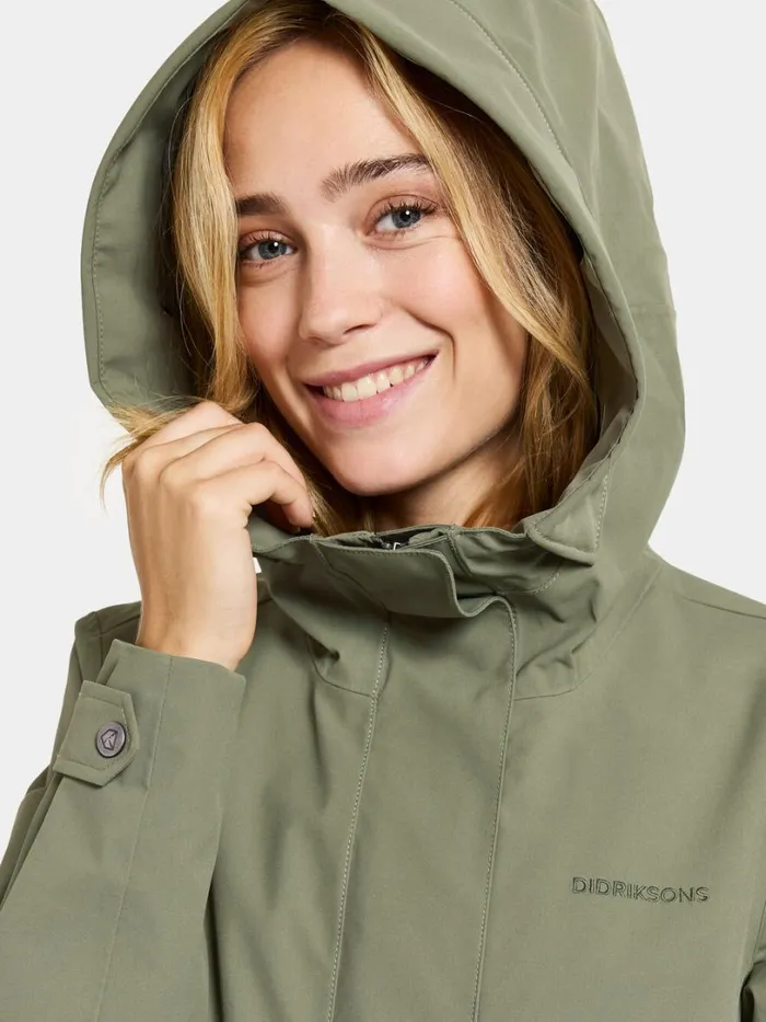 Sonja Parka Long Dusty Olive Women Didriksons Spring Jackets
