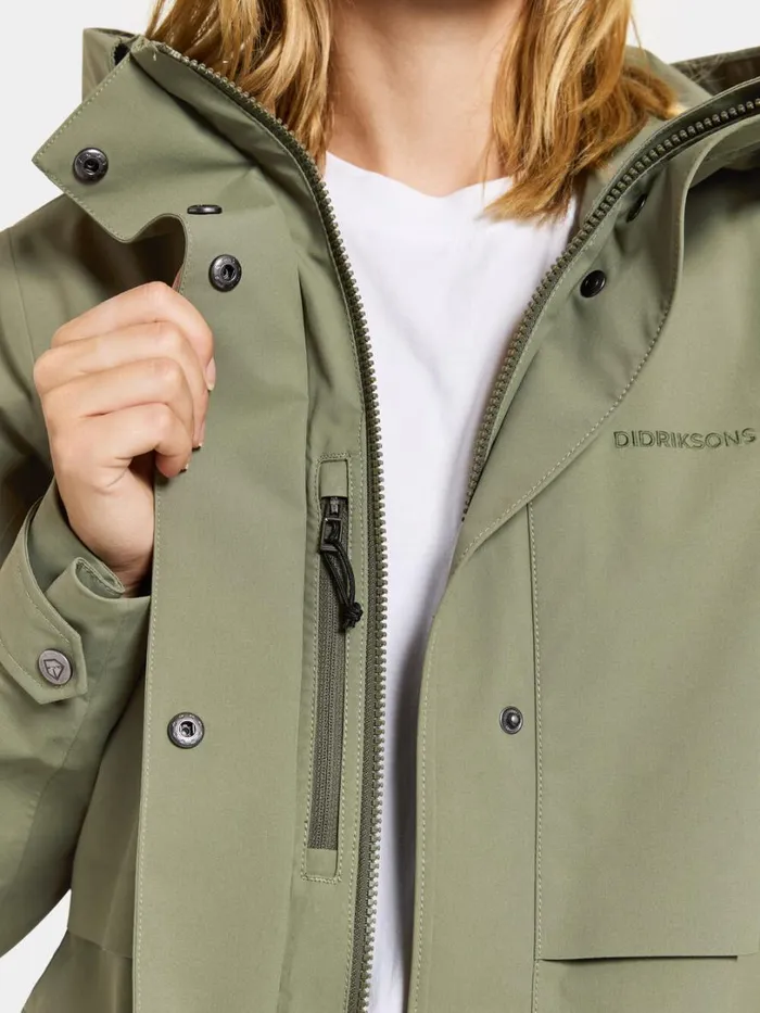 Sonja Parka Long Dusty Olive Women Didriksons Spring Jackets