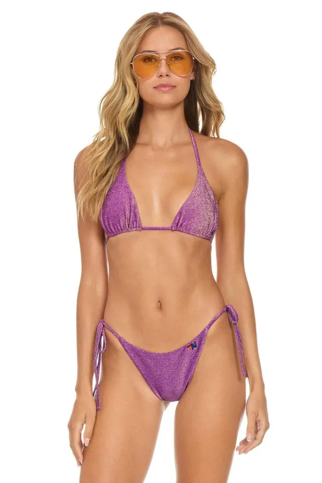 Sparkle Turks Side Tie Cheeky Bikini Bottoms 8211 Grape Women Aviator Nation Swim Bottoms Sparkle Turks Side Tie Cheeky Bikini Bottoms 8211 Grape Women Aviator Nation Swim Bottoms