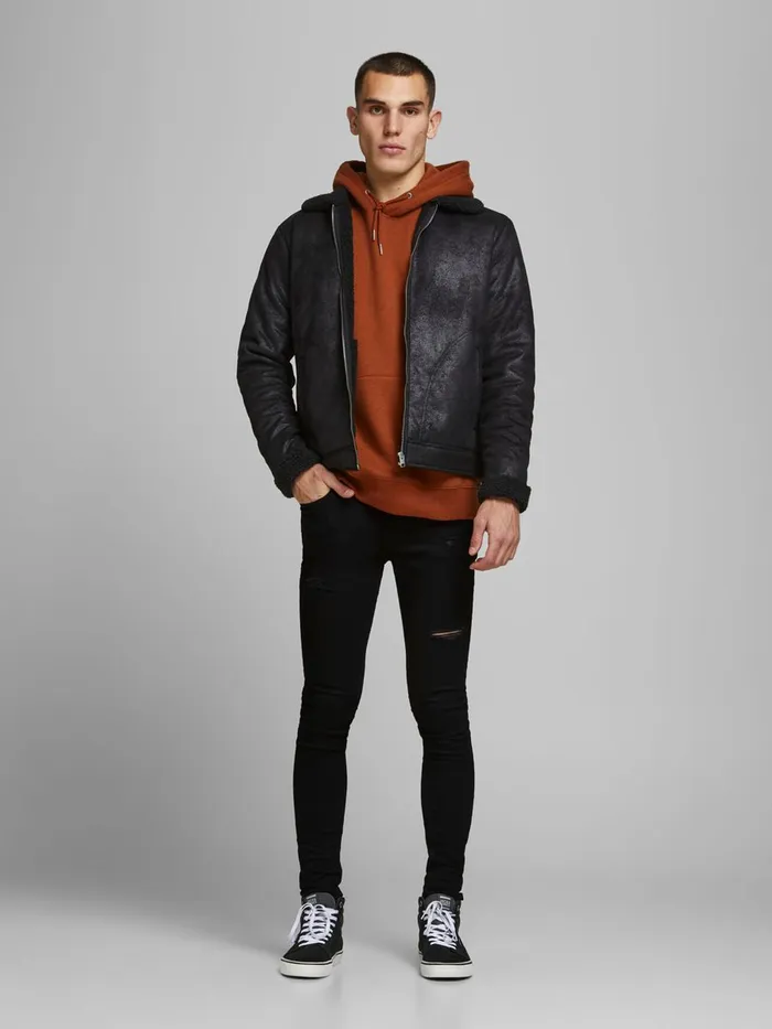 Spray On Jeans JACK and JONES Mens TOM ORIGINAL NA 042 SKINNY FIT JEANS Black Black Denim