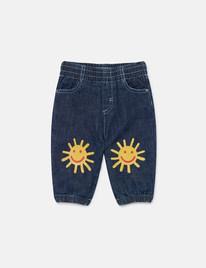 Stella McCartney Baby Boys Kids Sun Printed Denim Joggers Blue