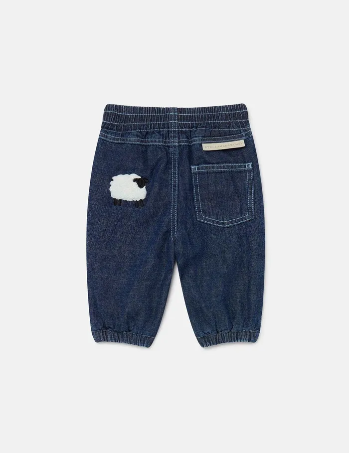 Stella McCartney Baby Boys Kids Sun Printed Denim Joggers Blue Stella McCartney Baby Boys Kids Sun Printed Denim Joggers Blue