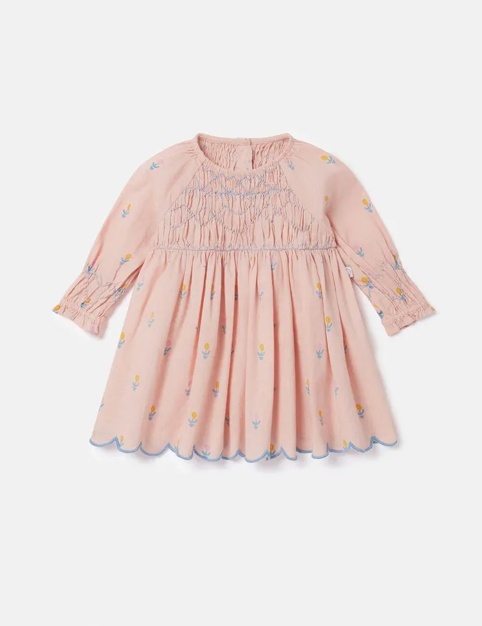 Stella McCartney Baby Girls Kids Floral Embroidered LongSleeve Dress Peach Pink Stella McCartney Baby Girls Kids Floral Embroidered LongSleeve Dress Peach Pink