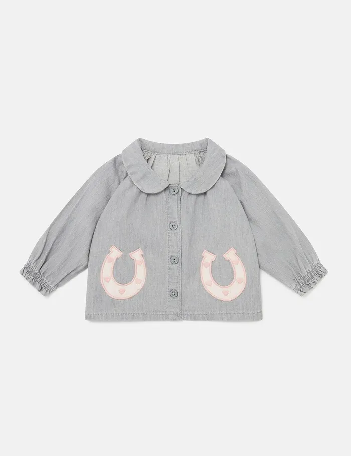 Stella McCartney Baby Girls Kids Horseshoe Appliqu Blouse Grey