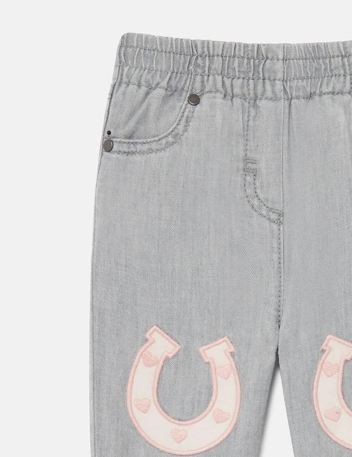 Stella McCartney Baby Girls Kids Horseshoe Appliqu Pants Grey Stella McCartney Baby Girls Kids Horseshoe Appliqu Pants Grey