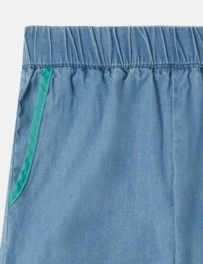 Stella McCartney Baby Girls Kids Scalloped Edge Chambray Shorts Blue Stella McCartney Baby Girls Kids Scalloped Edge Chambray Shorts Blue