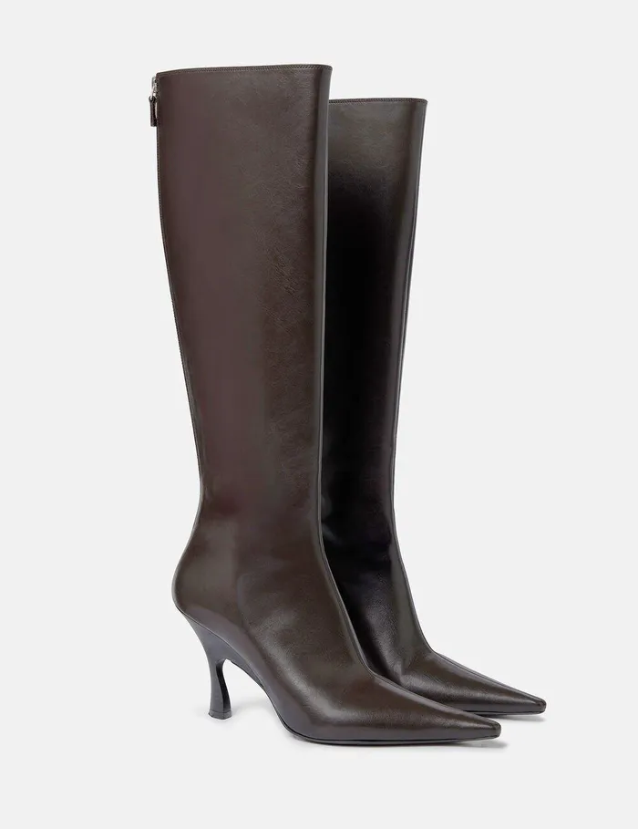 Stella McCartney Boots Women Elsa KneeHigh Heeled Boots Coffee Brown Stella McCartney Boots Women Elsa KneeHigh Heeled Boots Coffee Brown
