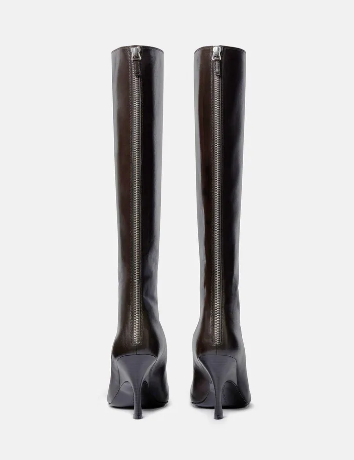 Stella McCartney Boots Women Elsa KneeHigh Heeled Boots Coffee Brown Stella McCartney Boots Women Elsa KneeHigh Heeled Boots Coffee Brown