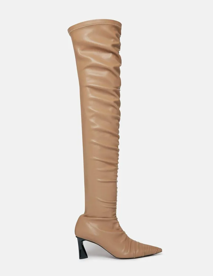 Stella McCartney Boots Women Elsa Ruched ThighHigh Boots Lipstick Red