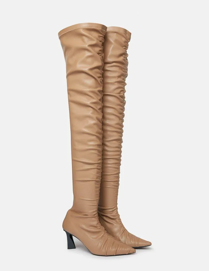 Stella McCartney Boots Women Elsa Ruched ThighHigh Boots Lipstick Red Stella McCartney Boots Women Elsa Ruched ThighHigh Boots Lipstick Red