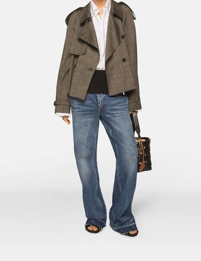 Stella McCartney Coats And Jackets Women Cropped Pinstripe Wool Trench Jacket Stone Pinstripe Stella McCartney Coats And Jackets Women Cropped Pinstripe Wool Trench Jacket Stone Pinstripe