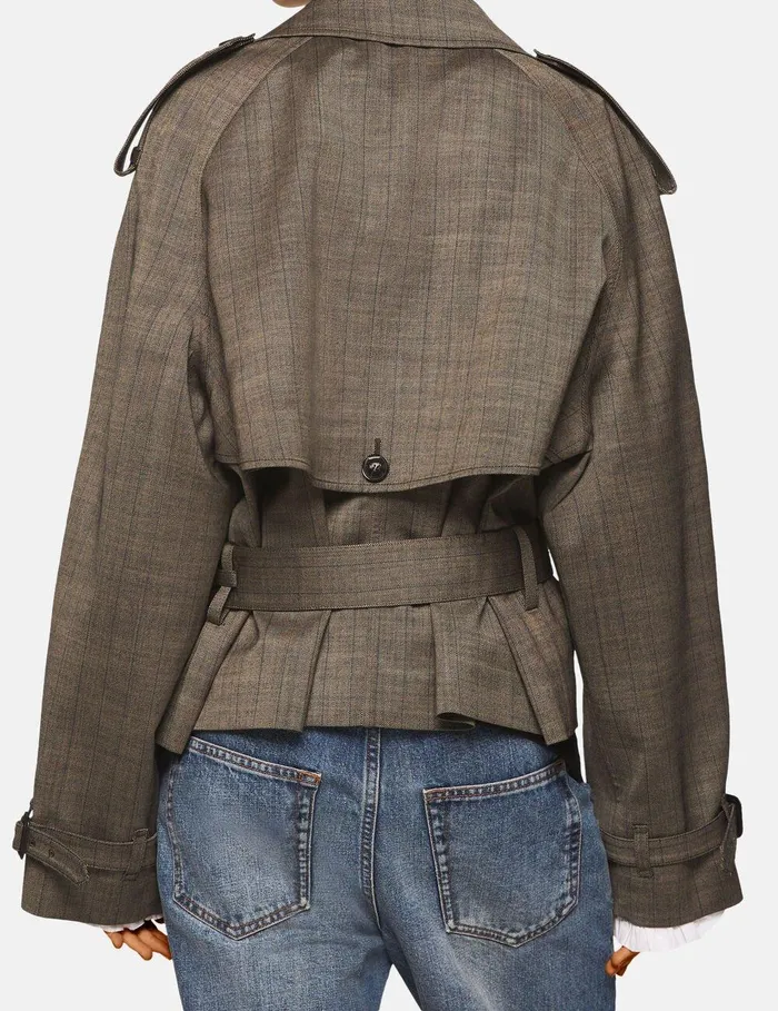 Stella McCartney Coats And Jackets Women Cropped Pinstripe Wool Trench Jacket Stone Pinstripe Stella McCartney Coats And Jackets Women Cropped Pinstripe Wool Trench Jacket Stone Pinstripe