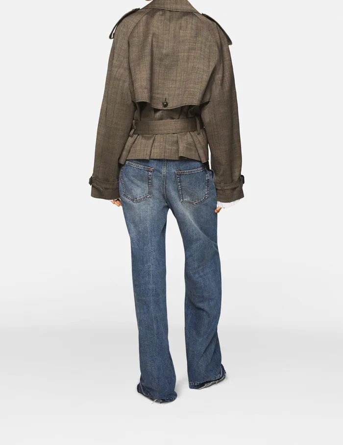 Stella McCartney Coats And Jackets Women Cropped Pinstripe Wool Trench Jacket Stone Pinstripe Stella McCartney Coats And Jackets Women Cropped Pinstripe Wool Trench Jacket Stone Pinstripe