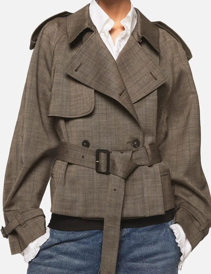 Stella McCartney Coats And Jackets Women Cropped Pinstripe Wool Trench Jacket Stone Pinstripe Stella McCartney Coats And Jackets Women Cropped Pinstripe Wool Trench Jacket Stone Pinstripe