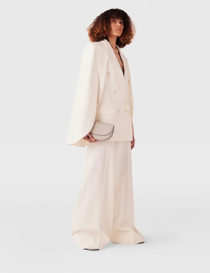 Stella McCartney Coats And Jackets Women Double Breasted CapeSleeve Wool Blazer Cream White Stella McCartney Coats And Jackets Women Double Breasted CapeSleeve Wool Blazer Cream White