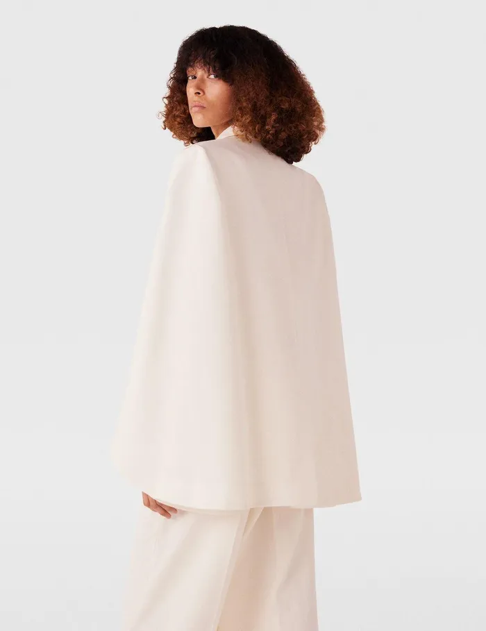 Stella McCartney Coats And Jackets Women Double Breasted CapeSleeve Wool Blazer Cream White Stella McCartney Coats And Jackets Women Double Breasted CapeSleeve Wool Blazer Cream White