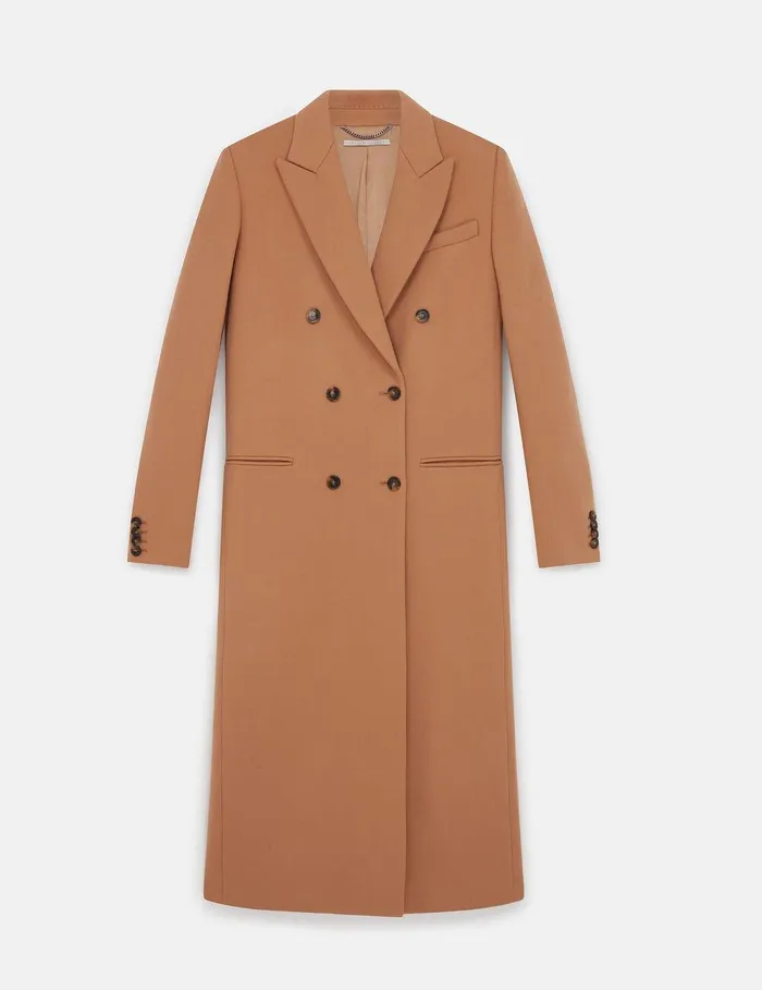 Stella McCartney Coats And Jackets Women Double Breasted Longline Coat Camel Beige Stella McCartney Coats And Jackets Women Double Breasted Longline Coat Camel Beige