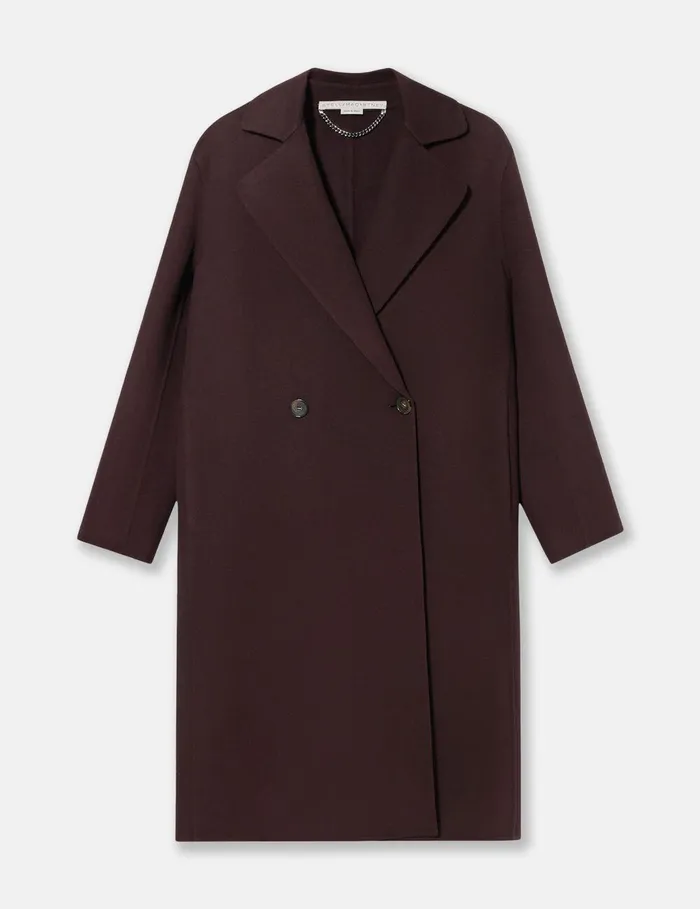 Stella McCartney Coats And Jackets Women Double Breasted Longline Coat Chocolate Brown Stella McCartney Coats And Jackets Women Double Breasted Longline Coat Chocolate Brown