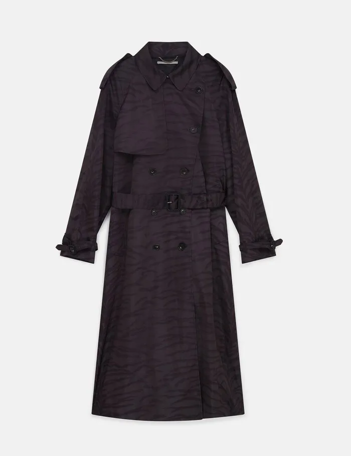 Stella McCartney Coats And Jackets Women Tiger Print Belted Trench Coat Black Tiger Print Stella McCartney Coats And Jackets Women Tiger Print Belted Trench Coat Black Tiger Print