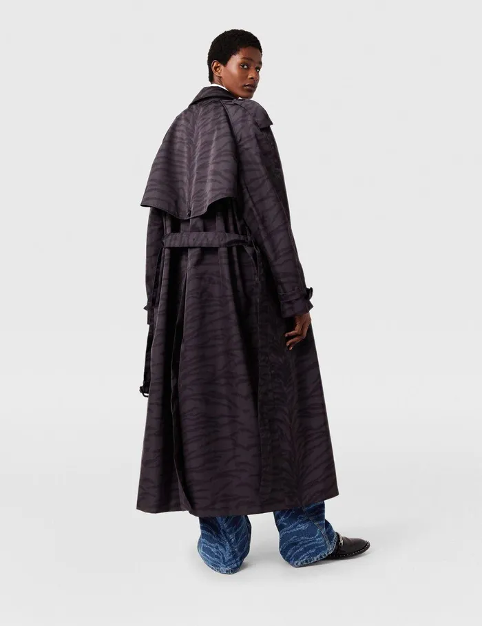 Stella McCartney Coats And Jackets Women Tiger Print Belted Trench Coat Black Tiger Print Stella McCartney Coats And Jackets Women Tiger Print Belted Trench Coat Black Tiger Print