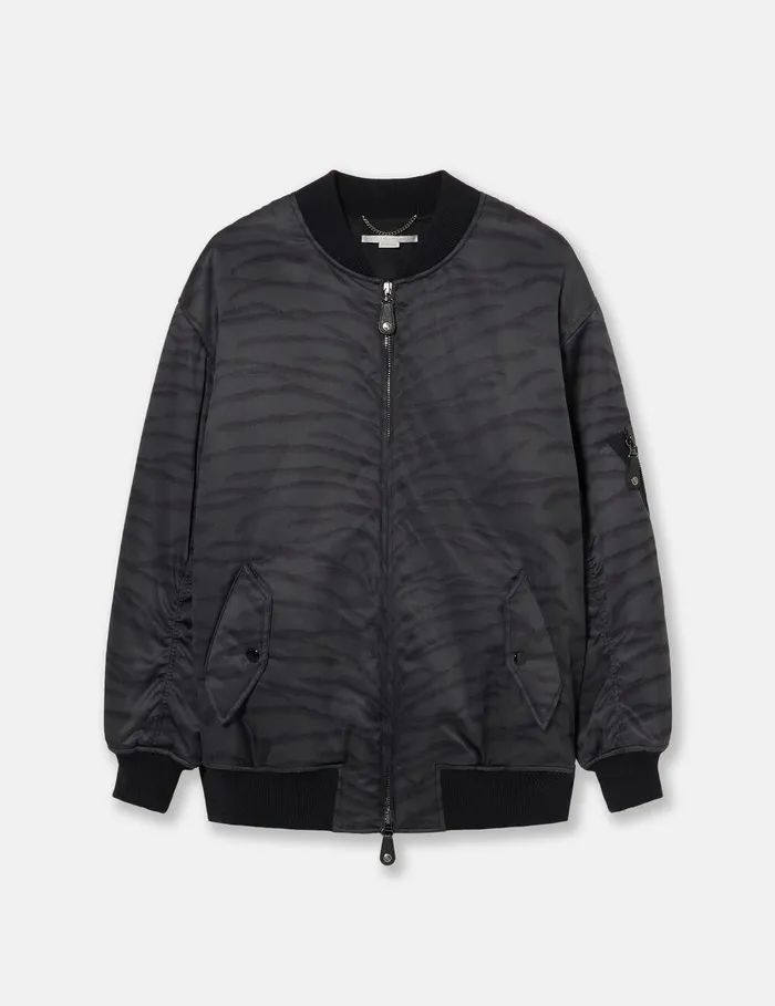 Stella McCartney Coats And Jackets Women Tiger Print Bomber Jacket Black Tiger Print Stella McCartney Coats And Jackets Women Tiger Print Bomber Jacket Black Tiger Print