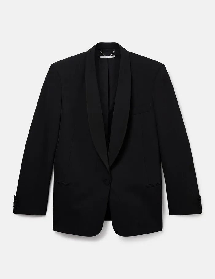Stella McCartney Coats And Jackets Women Wool Blazer With Shawl Lapels Midnight Black Stella McCartney Coats And Jackets Women Wool Blazer With Shawl Lapels Midnight Black