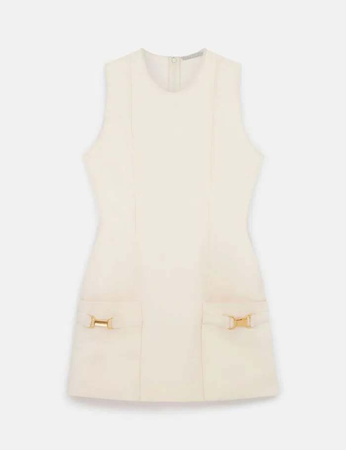 Stella McCartney Dresses Women ClaspEmbellished Sleeveless Mini Dress Cream White