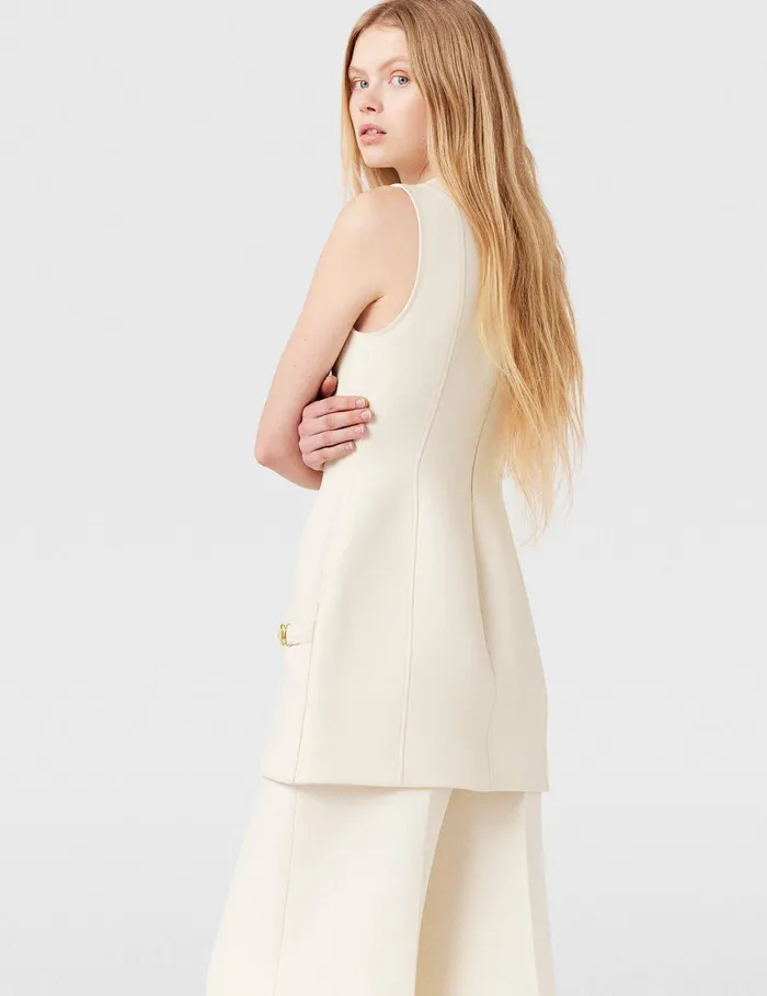 Stella McCartney Dresses Women ClaspEmbellished Sleeveless Mini Dress Cream White Stella McCartney Dresses Women ClaspEmbellished Sleeveless Mini Dress Cream White