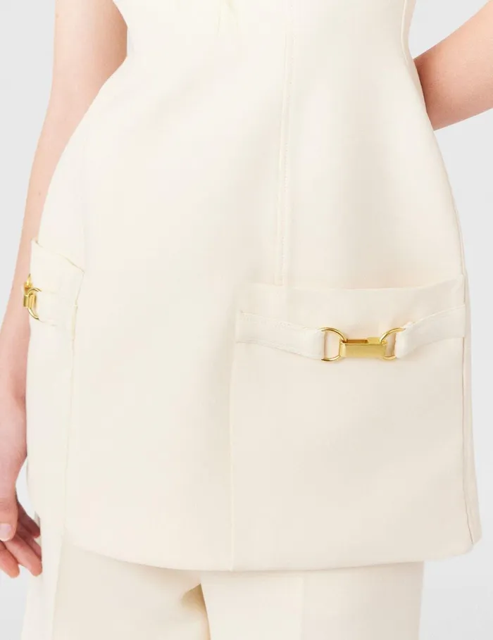 Stella McCartney Dresses Women ClaspEmbellished Sleeveless Mini Dress Cream White Stella McCartney Dresses Women ClaspEmbellished Sleeveless Mini Dress Cream White
