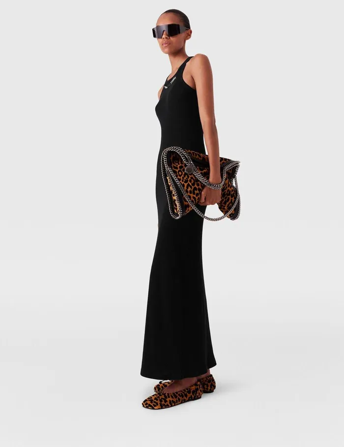 Stella McCartney Dresses Women Logo Chain Midi Dress Black Stella McCartney Dresses Women Logo Chain Midi Dress Black