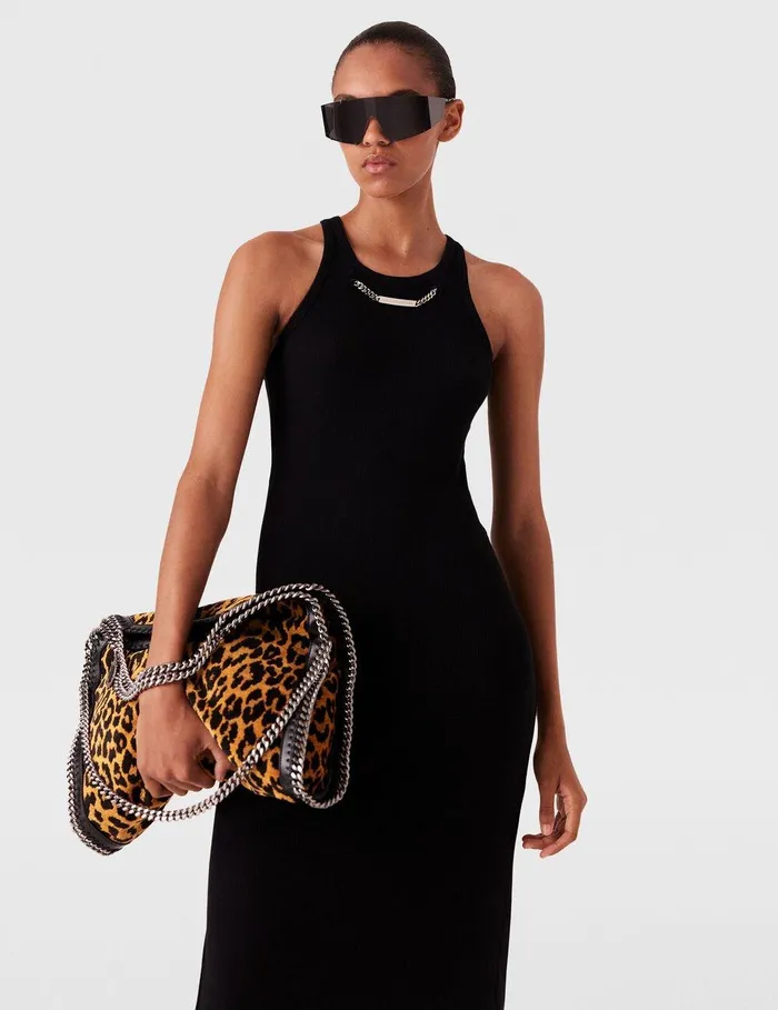 Stella McCartney Dresses Women Logo Chain Midi Dress Black Stella McCartney Dresses Women Logo Chain Midi Dress Black
