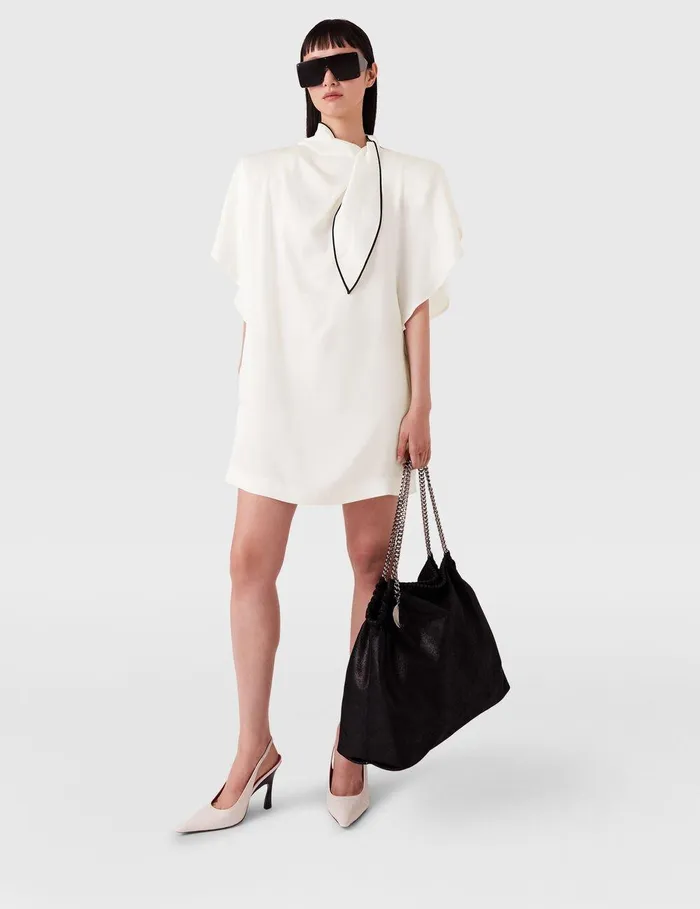 Stella McCartney Dresses Women Tie Neck Mini Dress Cream Stella McCartney Dresses Women Tie Neck Mini Dress Cream