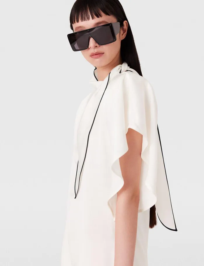 Stella McCartney Dresses Women Tie Neck Mini Dress Cream Stella McCartney Dresses Women Tie Neck Mini Dress Cream
