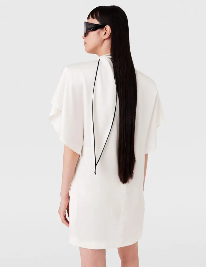 Stella McCartney Dresses Women Tie Neck Mini Dress Cream Stella McCartney Dresses Women Tie Neck Mini Dress Cream